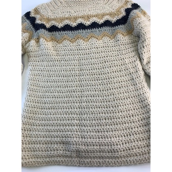 J Crew Knit By Hand Alpaca Wool Sweater Bell Sleeve Chevron Stripe Vintage Large - Picture 6 of 12